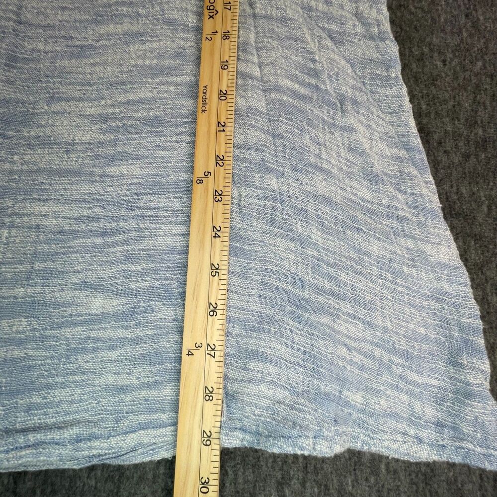 FLAX Size Medium Blue White Space Dye Linen Top 3/4 Sleeve Lagenlook Coastal - Picture 6 of 11